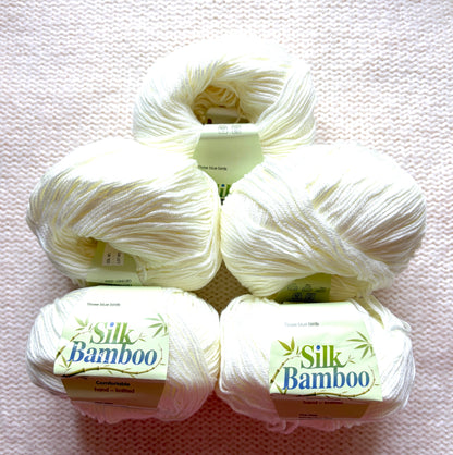 5 balls x 50g Cashmere Silk yarn : Cashmere + Silk + Bamboo fiber : 02 Ivory
