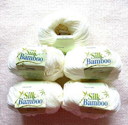 5 balls x 50g Cashmere Silk yarn : Cashmere + Silk + Bamboo fiber : 02 Ivory
