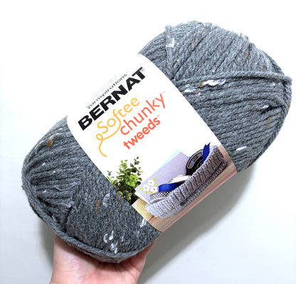 2 balls x 300g Bernat Softee Chunky Tweed Yarn : True Grey Tweed