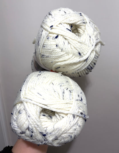 2 balls x 300g Bernat Softee Chunky Tweed Yarn : Midnight White