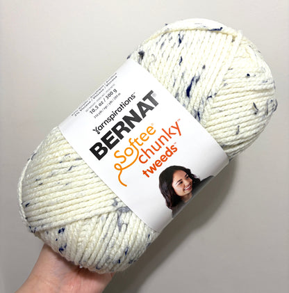2 balls x 300g Bernat Softee Chunky Tweed Yarn : Midnight White