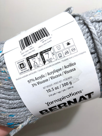 2 balls x 300g Bernat Softee Chunky Tweed Yarn : Soft Grey Tweed