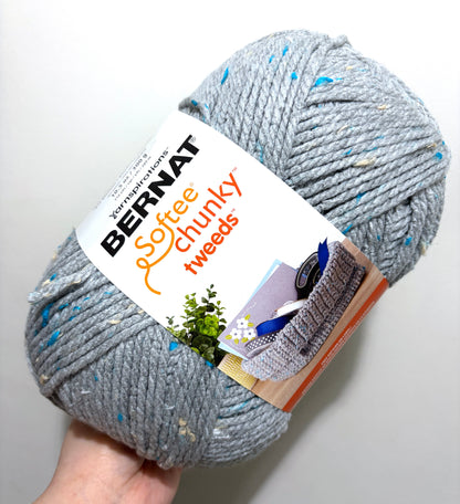2 balls x 300g Bernat Softee Chunky Tweed Yarn : Soft Grey Tweed