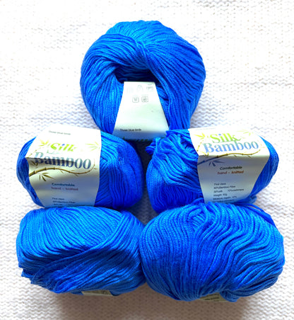 5 balls x 50g Cashmere Silk yarn : Cashmere + Silk + Bamboo fiber : 24 Cobalt Blue