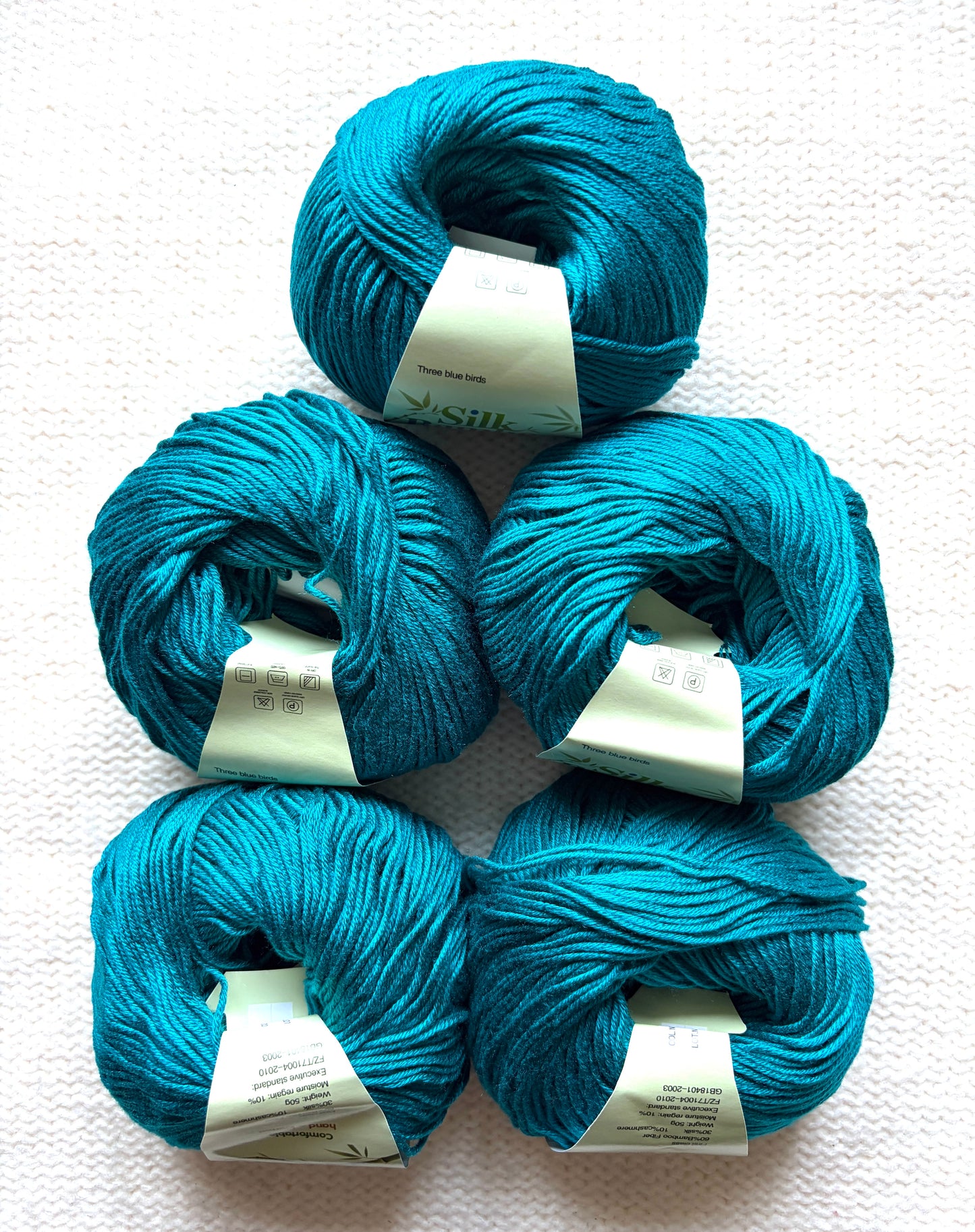5 balls x 50g Cashmere Silk yarn : Cashmere + Silk + Bamboo fiber : 28 Deep Teal