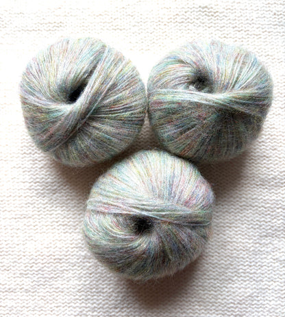 3 balls x 25g Glitter Mohair yarn : Mohair + Wool + Rayon : 17 Cotton Candy