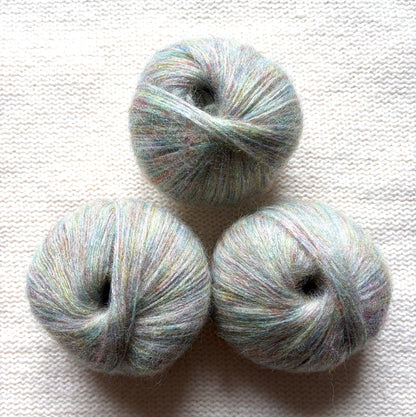 3 balls x 25g Glitter Mohair yarn : Mohair + Wool + Rayon : 17 Cotton Candy