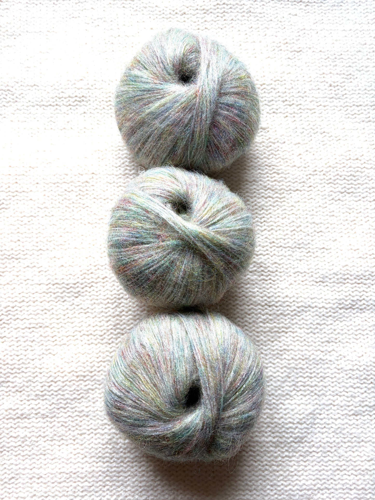 3 balls x 25g Glitter Mohair yarn : Mohair + Wool + Rayon : 17 Cotton Candy