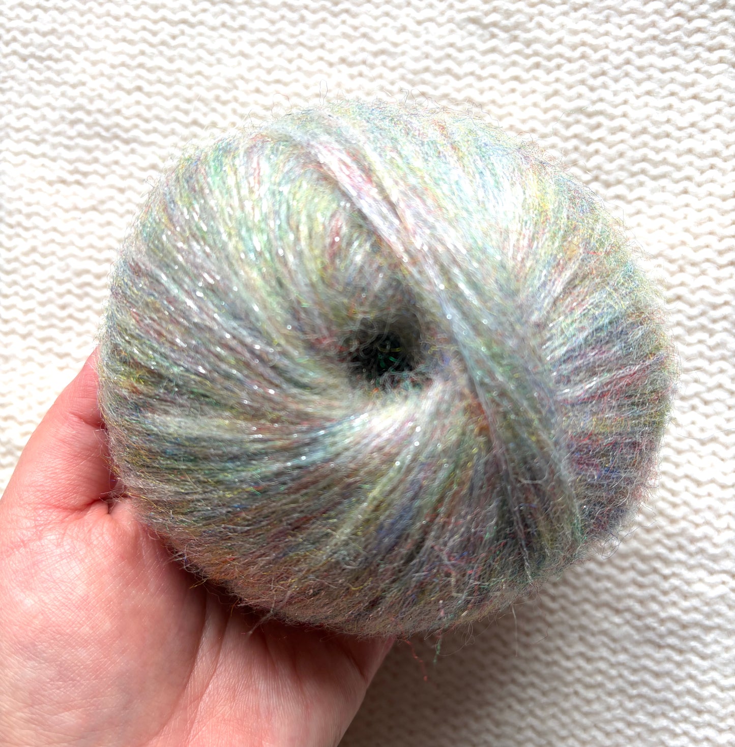 3 balls x 25g Glitter Mohair yarn : Mohair + Wool + Rayon : 17 Cotton Candy
