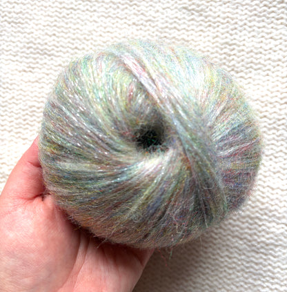 3 balls x 25g Glitter Mohair yarn : Mohair + Wool + Rayon : 17 Cotton Candy