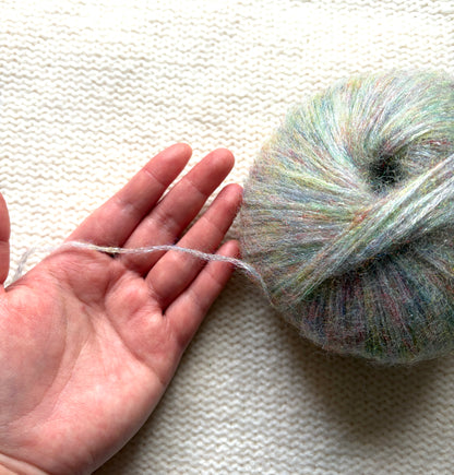 3 balls x 25g Glitter Mohair yarn : Mohair + Wool + Rayon : 17 Cotton Candy