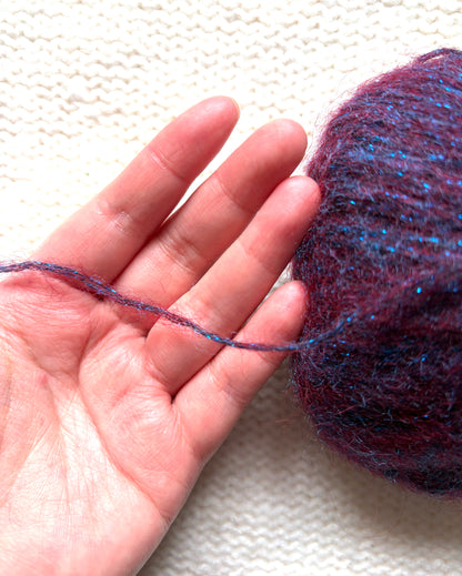 3 balls x 25g Glitter Mohair yarn : Mohair + Wool + Rayon : 11 Rosewood