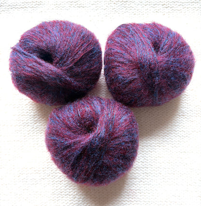 3 balls x 25g Glitter Mohair yarn : Mohair + Wool + Rayon : 11 Rosewood