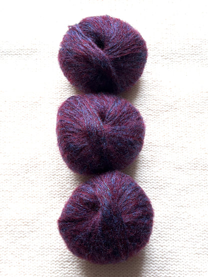 3 balls x 25g Glitter Mohair yarn : Mohair + Wool + Rayon : 11 Rosewood
