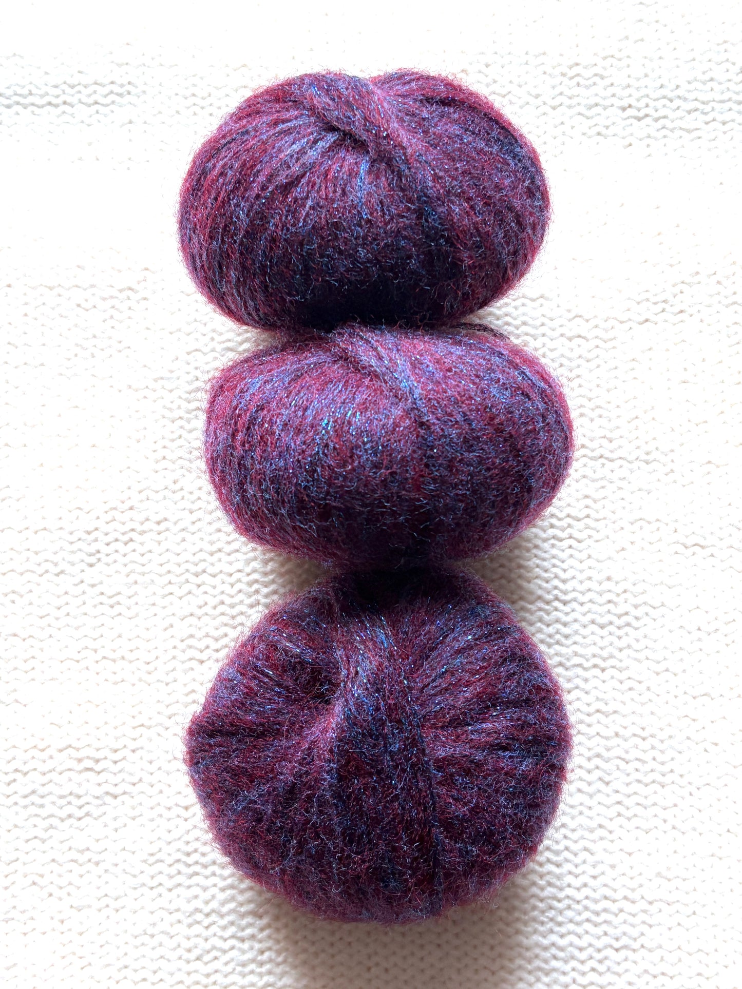3 balls x 25g Glitter Mohair yarn : Mohair + Wool + Rayon : 11 Rosewood