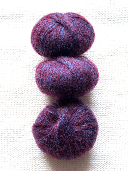 3 balls x 25g Glitter Mohair yarn : Mohair + Wool + Rayon : 11 Rosewood