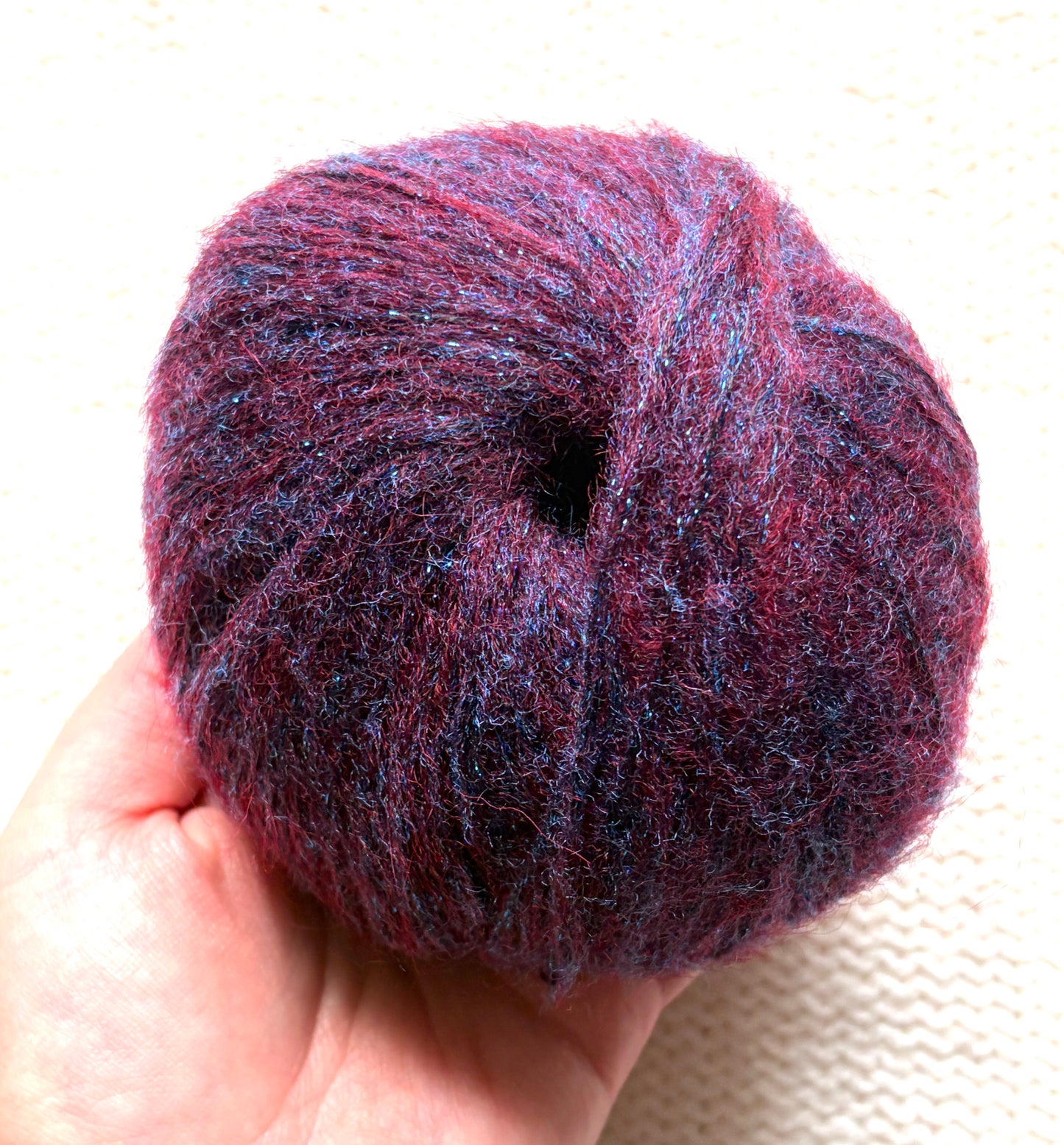 3 balls x 25g Glitter Mohair yarn : Mohair + Wool + Rayon : 11 Rosewood