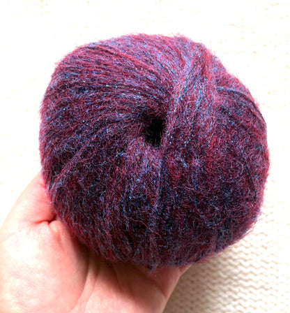 3 balls x 25g Glitter Mohair yarn : Mohair + Wool + Rayon : 11 Rosewood