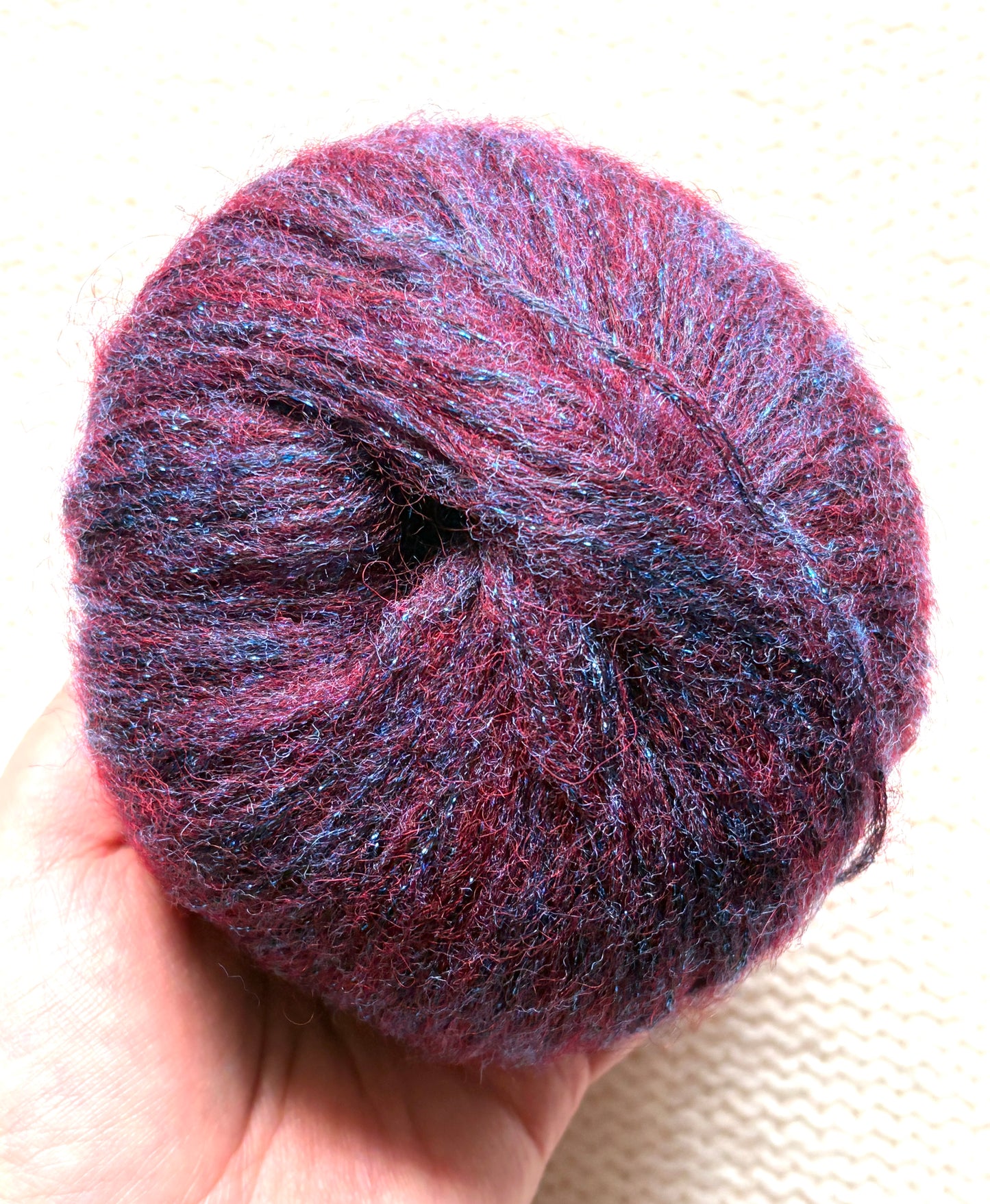 3 balls x 25g Glitter Mohair yarn : Mohair + Wool + Rayon : 11 Rosewood
