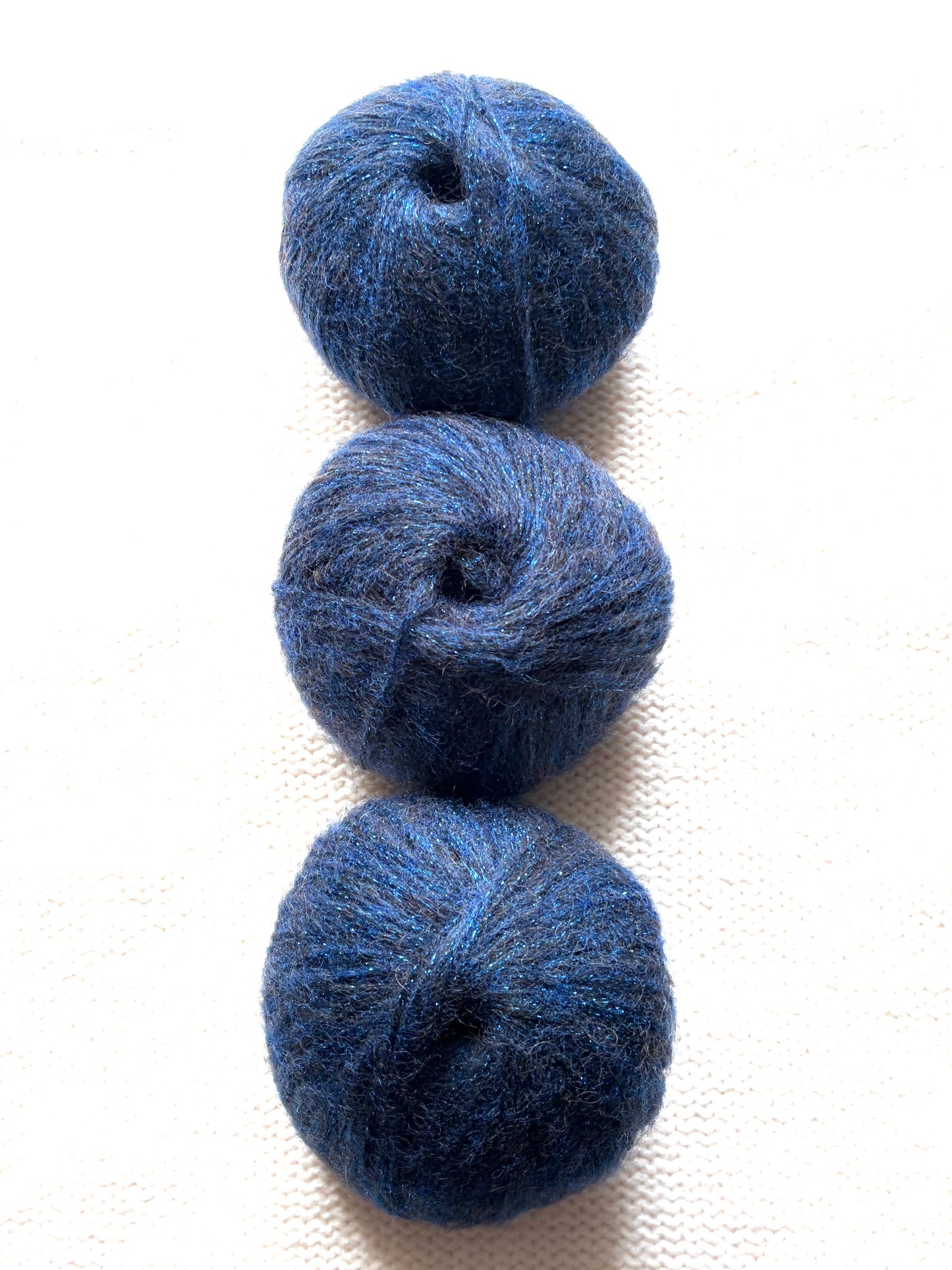 3 balls x 25g Glitter Mohair yarn : Mohair + Wool + Rayon : 10 Blue Diamonds