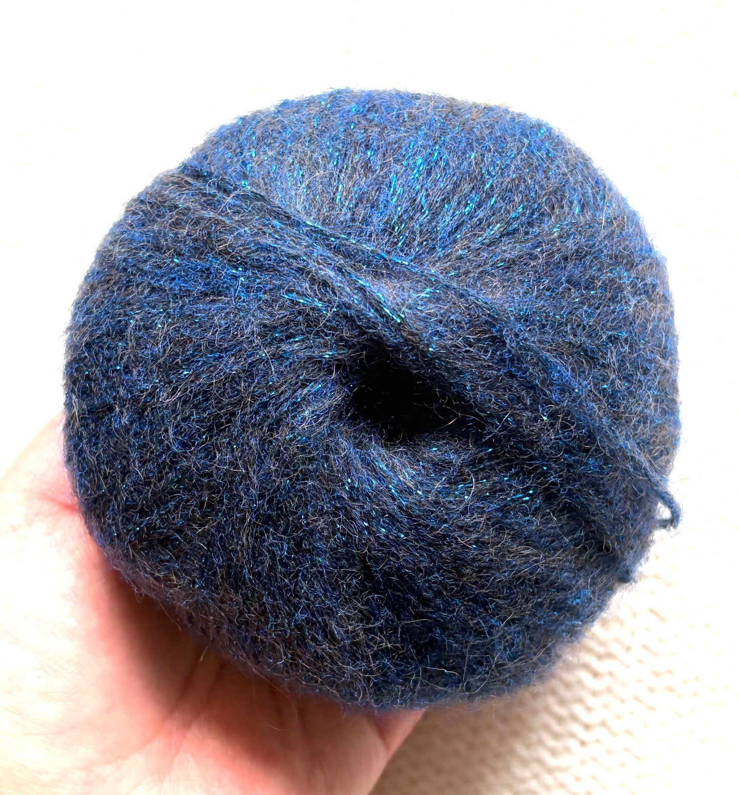 3 balls x 25g Glitter Mohair yarn : Mohair + Wool + Rayon : 10 Blue Diamonds