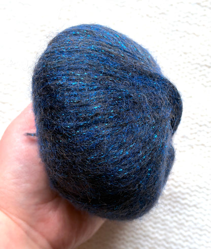 3 balls x 25g Glitter Mohair yarn : Mohair + Wool + Rayon : 10 Blue Diamonds