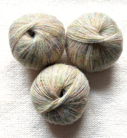 3 balls x 25g Glitter Mohair yarn : Mohair + Wool + Rayon : 18 Rainbow