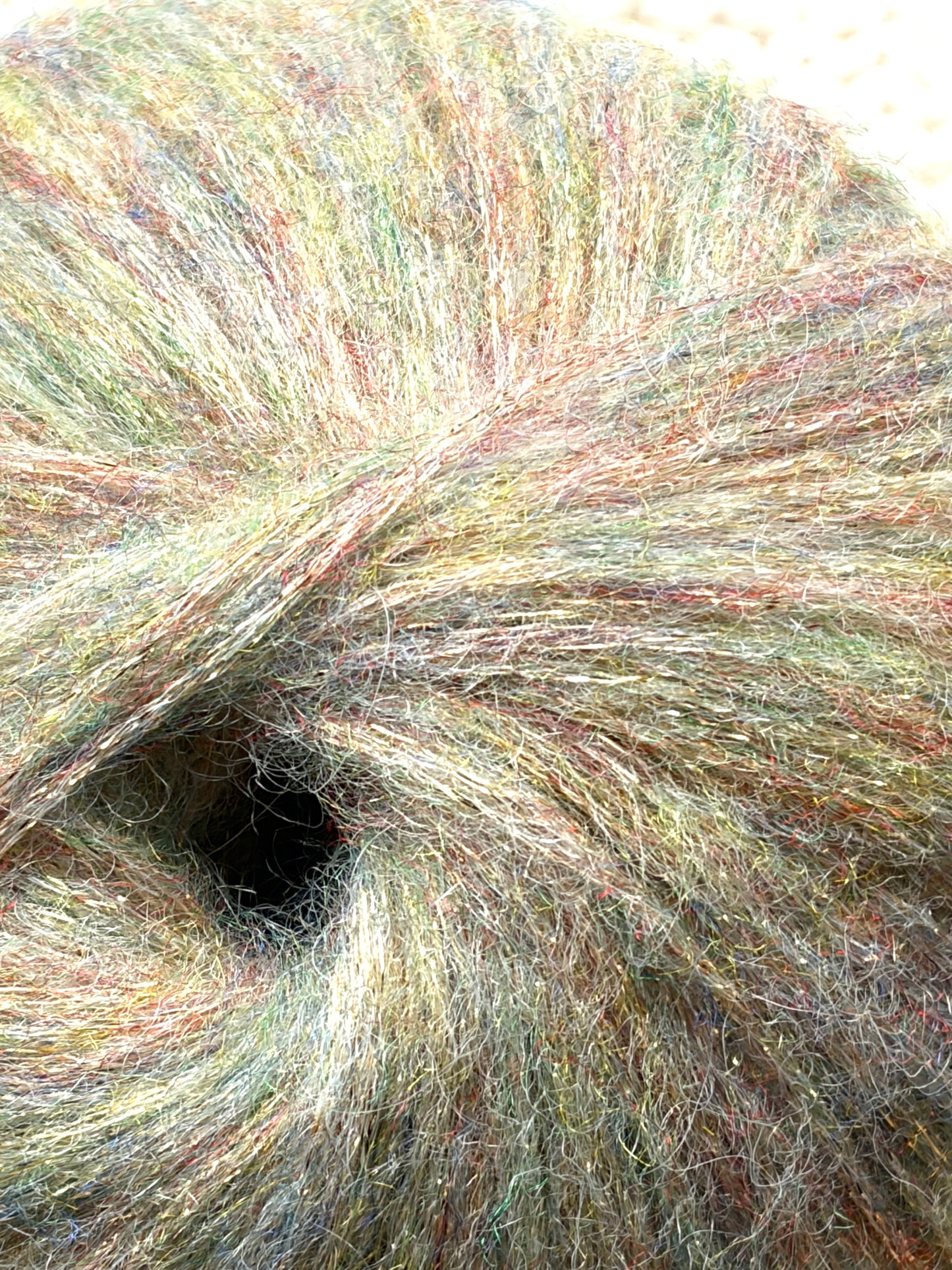 3 balls x 25g Glitter Mohair yarn : Mohair + Wool + Rayon : 18 Rainbow
