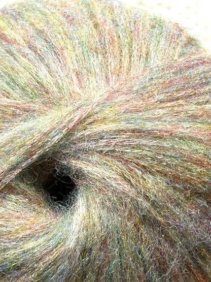 3 balls x 25g Glitter Mohair yarn : Mohair + Wool + Rayon : 18 Rainbow