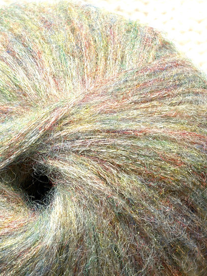 3 balls x 25g Glitter Mohair yarn : Mohair + Wool + Rayon : 18 Rainbow