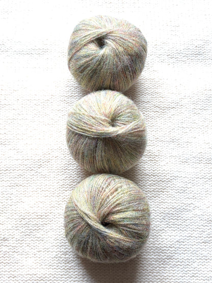 3 balls x 25g Glitter Mohair yarn : Mohair + Wool + Rayon : 18 Rainbow