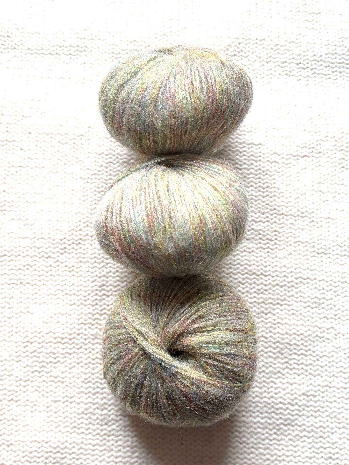3 balls x 25g Glitter Mohair yarn : Mohair + Wool + Rayon : 18 Rainbow