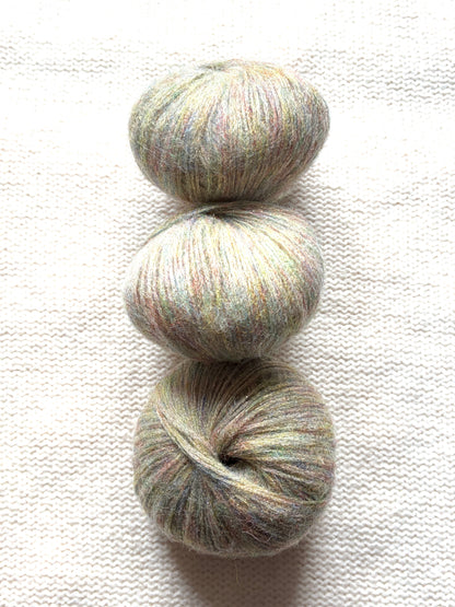 3 balls x 25g Glitter Mohair yarn : Mohair + Wool + Rayon : 18 Rainbow