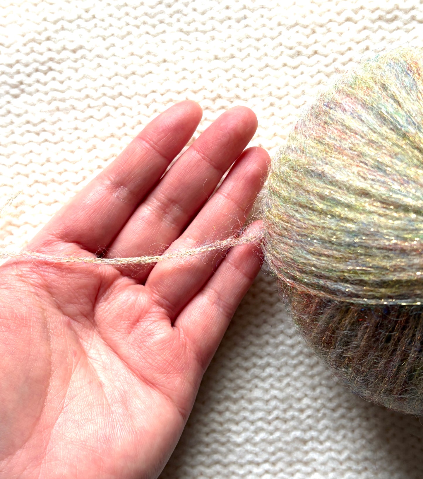 3 balls x 25g Glitter Mohair yarn : Mohair + Wool + Rayon : 18 Rainbow