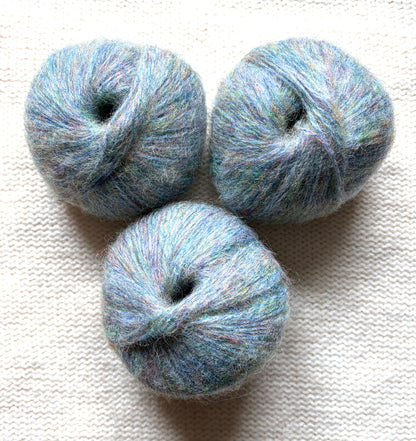 3 balls x 25g Glitter Mohair yarn : Mohair + Wool + Rayon : 23 Light Blue
