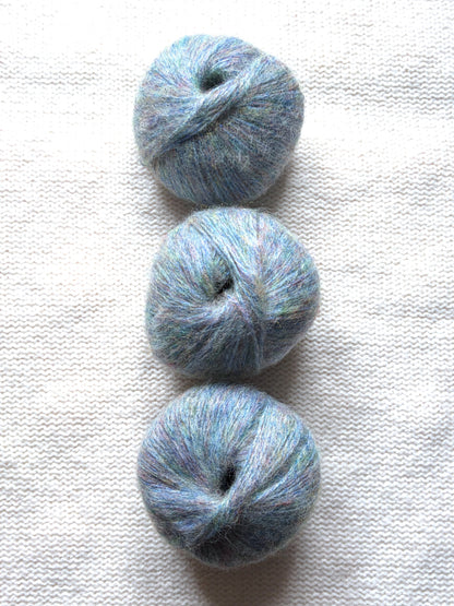 3 balls x 25g Glitter Mohair yarn : Mohair + Wool + Rayon : 23 Light Blue