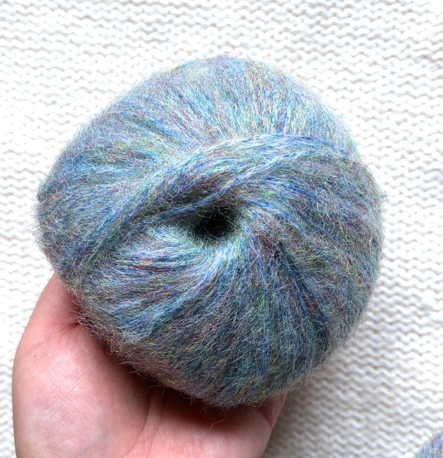 3 balls x 25g Glitter Mohair yarn : Mohair + Wool + Rayon : 23 Light Blue