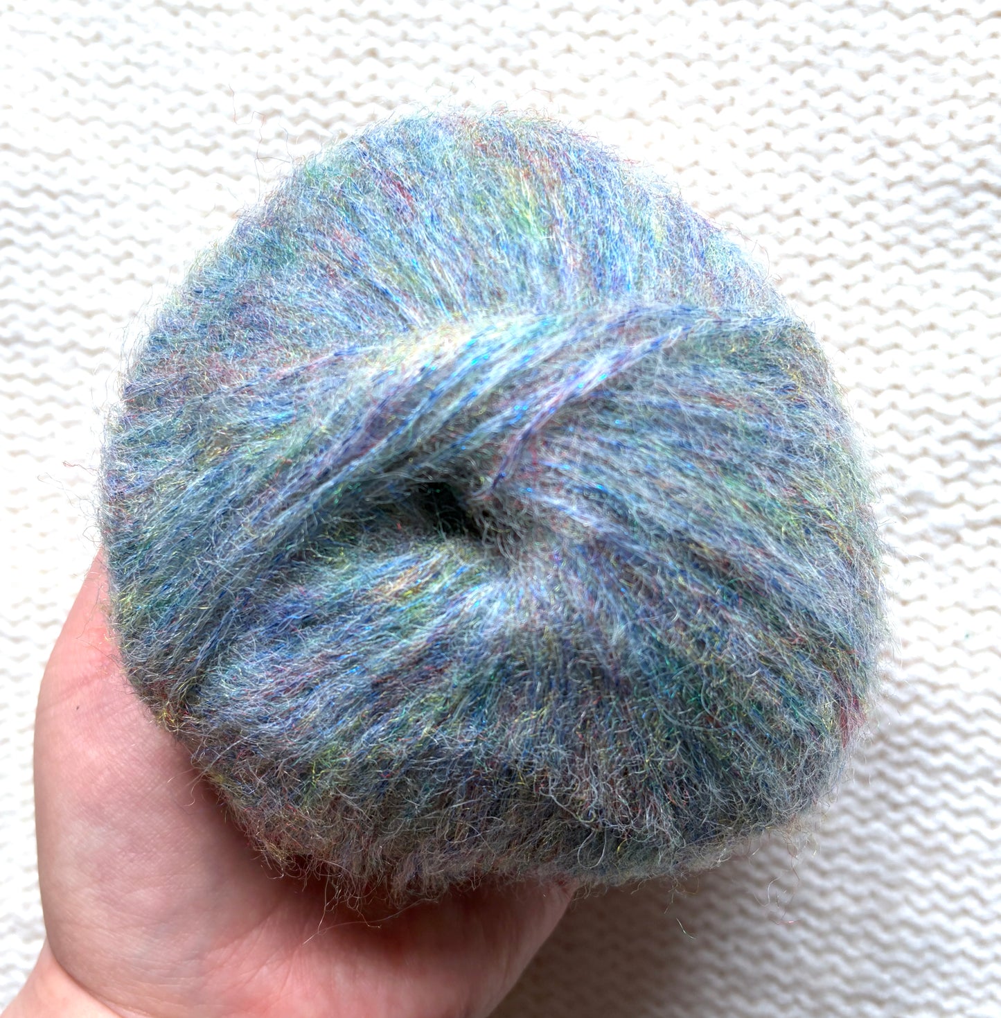 3 balls x 25g Glitter Mohair yarn : Mohair + Wool + Rayon : 23 Light Blue