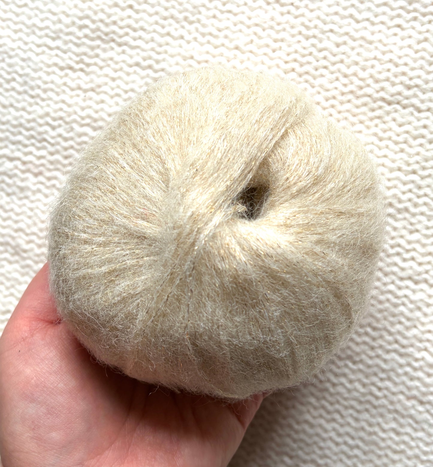 3 balls x 25g Glitter Mohair yarn : Mohair + Wool + Rayon : 02 Cream