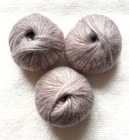 3 balls x 25g Glitter Mohair yarn : Mohair + Wool + Rayon : 07 Light Camel