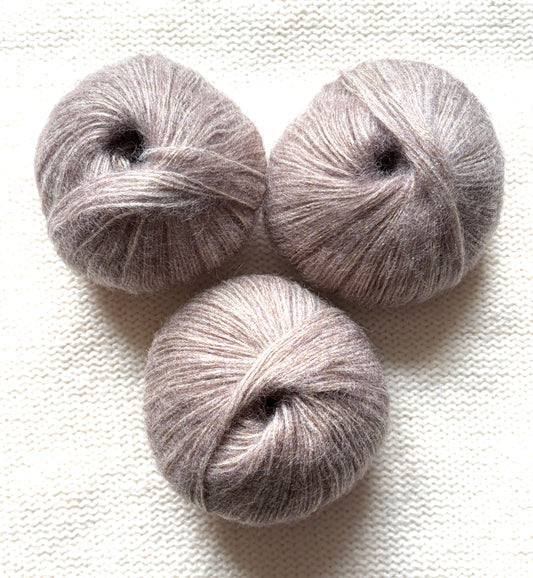 3 balls x 25g Glitter Mohair yarn : Mohair + Wool + Rayon : 07 Light Camel