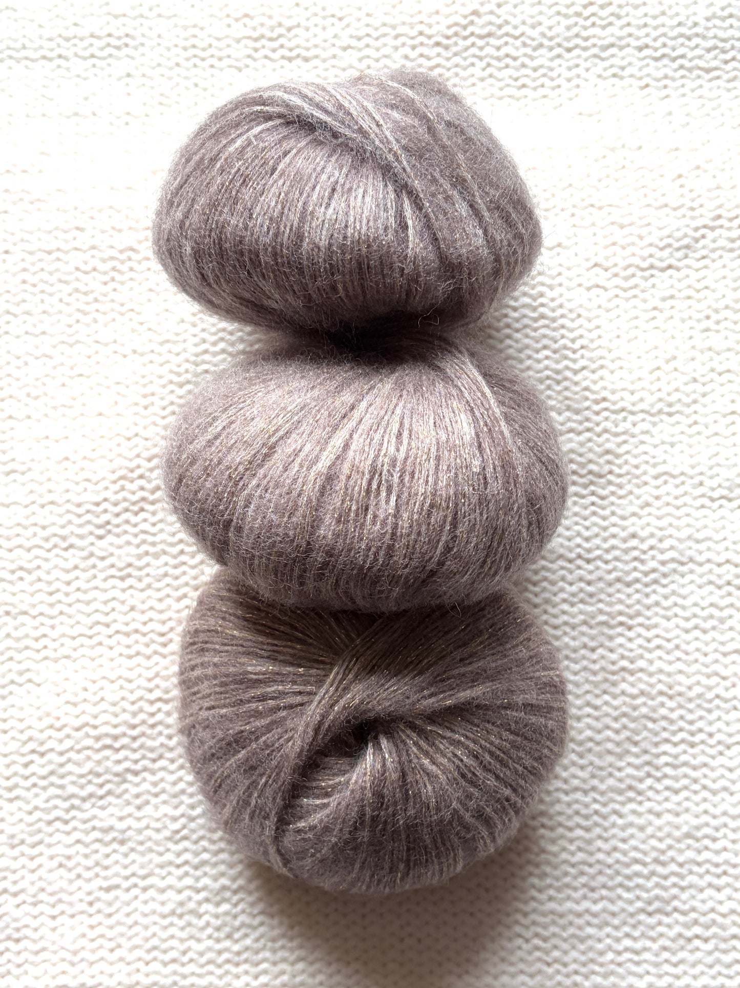 3 balls x 25g Glitter Mohair yarn : Mohair + Wool + Rayon : 07 Light Camel