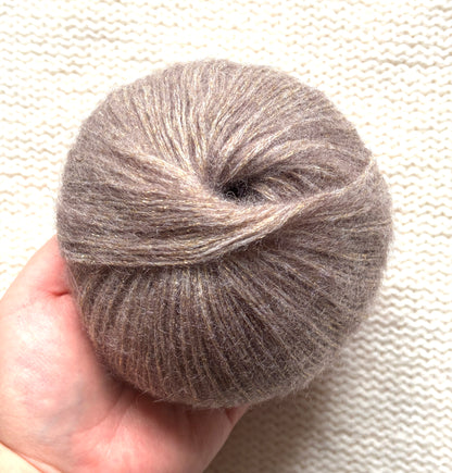 3 balls x 25g Glitter Mohair yarn : Mohair + Wool + Rayon : 07 Light Camel