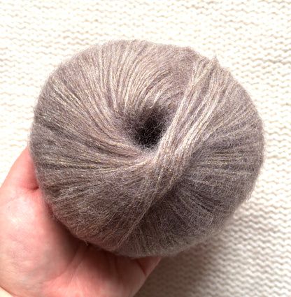 3 balls x 25g Glitter Mohair yarn : Mohair + Wool + Rayon : 07 Light Camel
