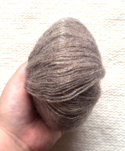 3 balls x 25g Glitter Mohair yarn : Mohair + Wool + Rayon : 07 Light Camel