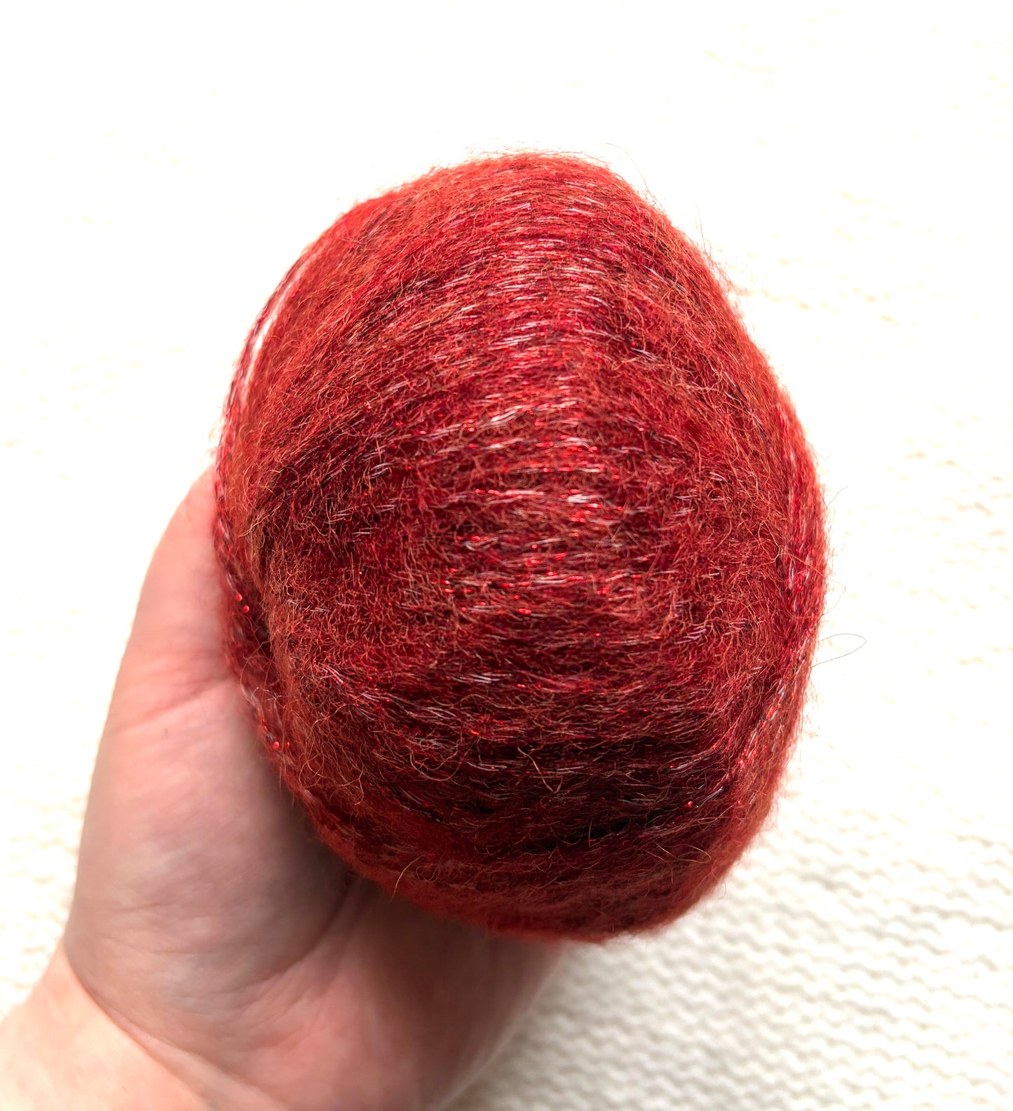 3 balls x 25g Glitter Mohair yarn : Mohair + Wool + Rayon : 32 Rust Red