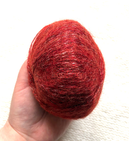3 balls x 25g Glitter Mohair yarn : Mohair + Wool + Rayon : 32 Rust Red