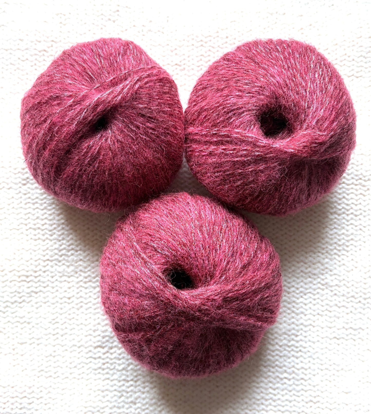 3 balls x 25g Glitter Mohair yarn : Mohair + Wool + Rayon : 29 Deep Red