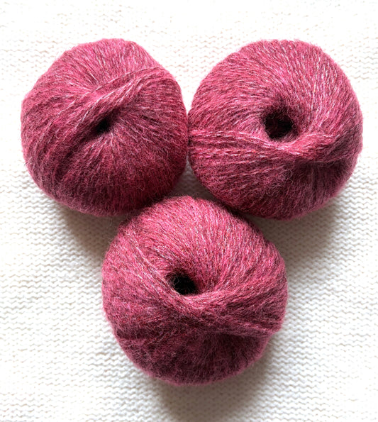 3 balls x 25g Glitter Mohair yarn : Mohair + Wool + Rayon : 29 Deep Red