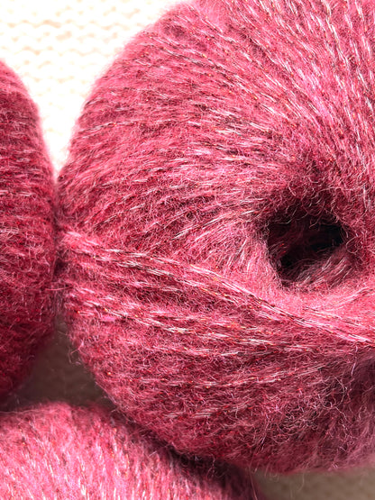 3 balls x 25g Glitter Mohair yarn : Mohair + Wool + Rayon : 29 Deep Red